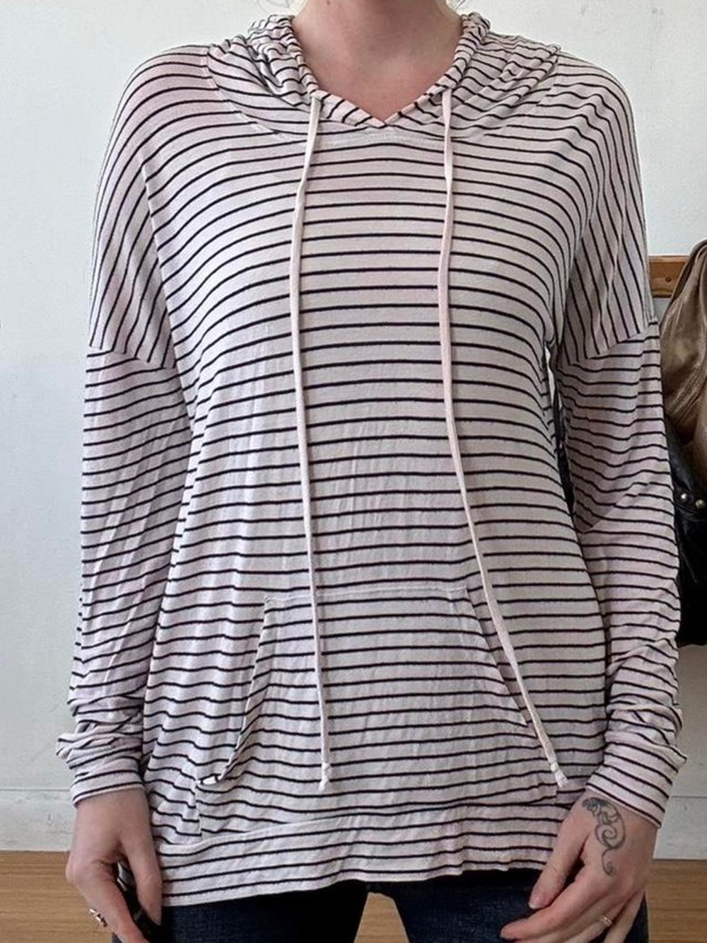 Mossimo Striped Hooded Long-Sleeve Top